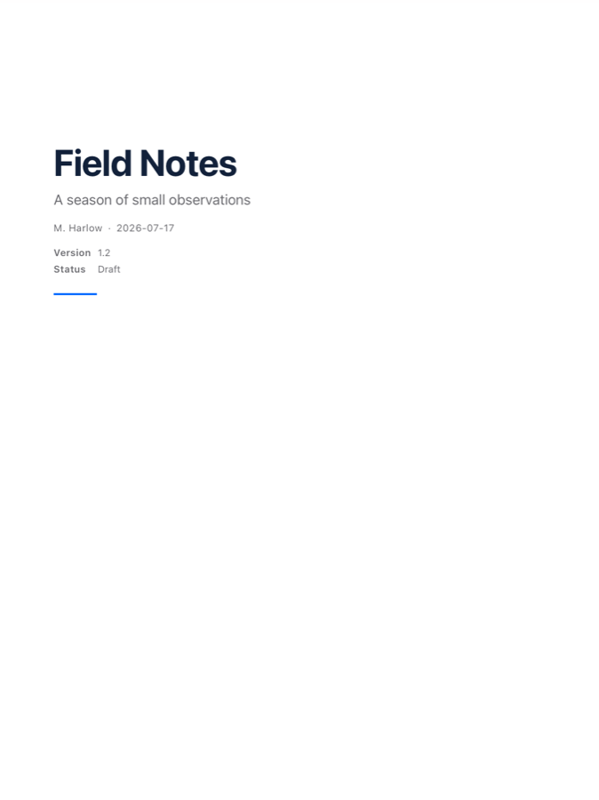 The Technical Report style generates a dedicated cover page